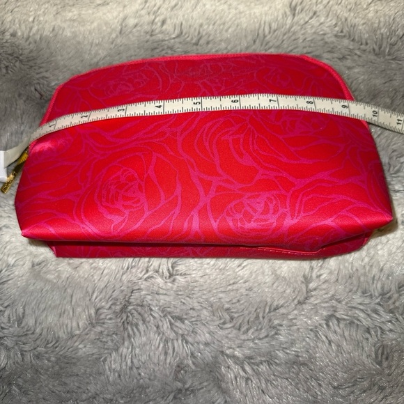 Lancome Paris Small Cosmetic Bag Hot Pink Floral Design Zip Fairycore Romantic - Picture 5 of 7